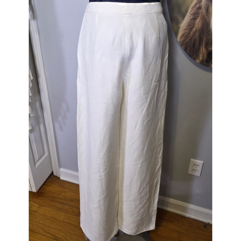 Ralph Lauren Purple Label Leora Linen Blend Pants Womens 10 White $1690 - Picture 2 of 12